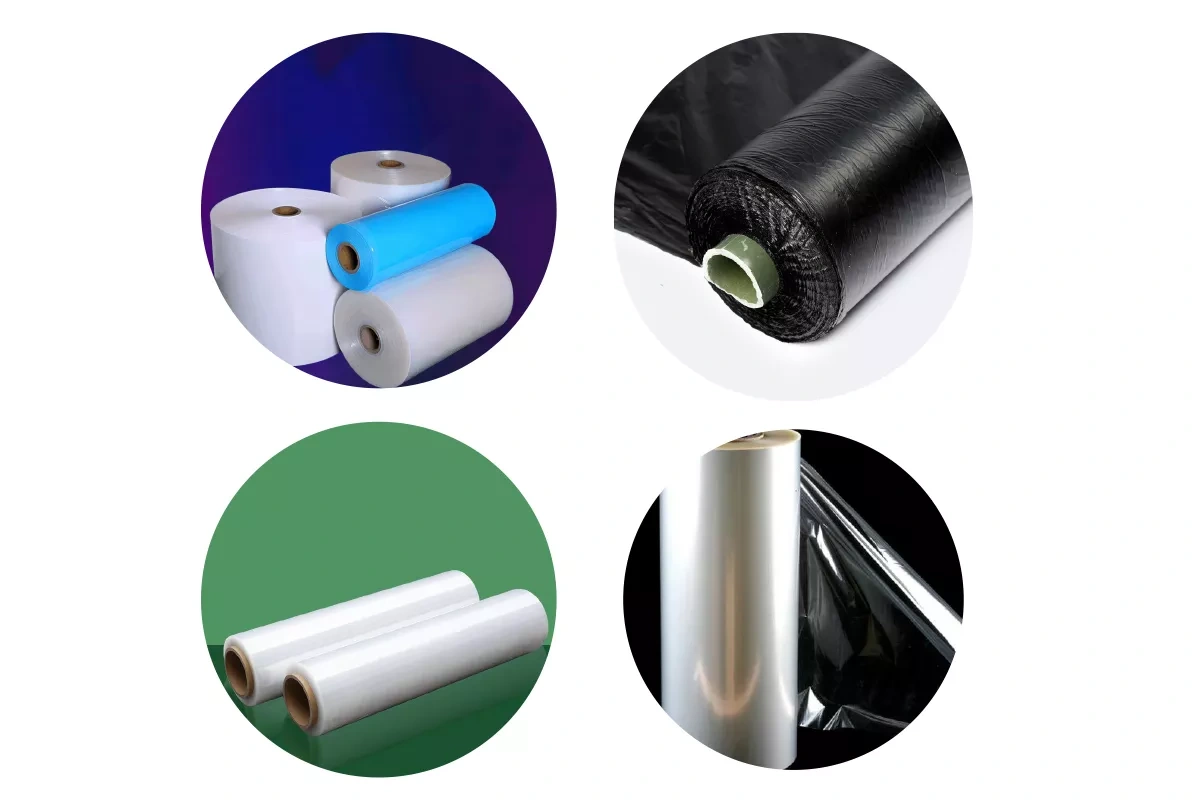 Material film rolls in different colours and finishes, archive illustration